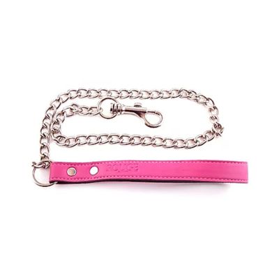 Leather Lead With Chain Pink
