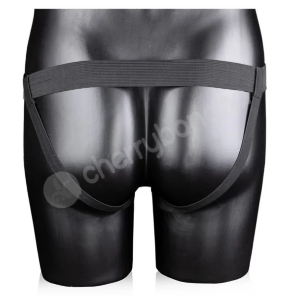 Ouch! Textured Black 8" Curved Hollow Strap-on Adjustable Set