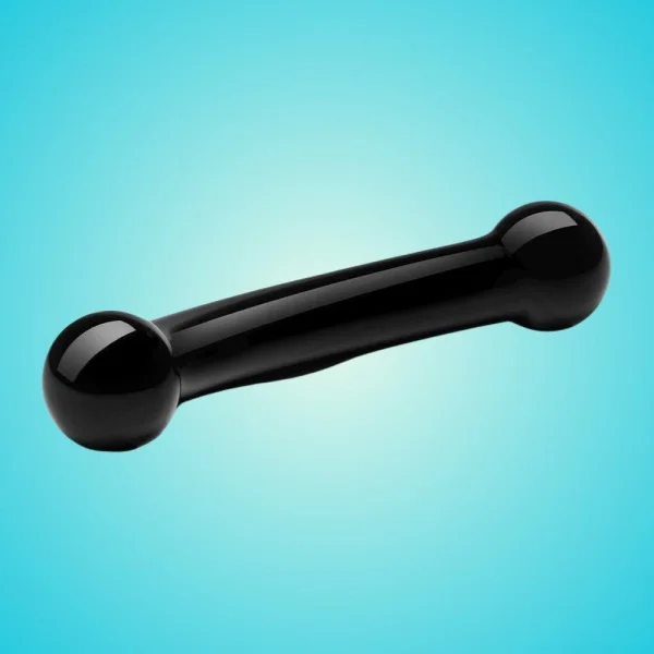 Gläs Double Bull Black Glass Dildo