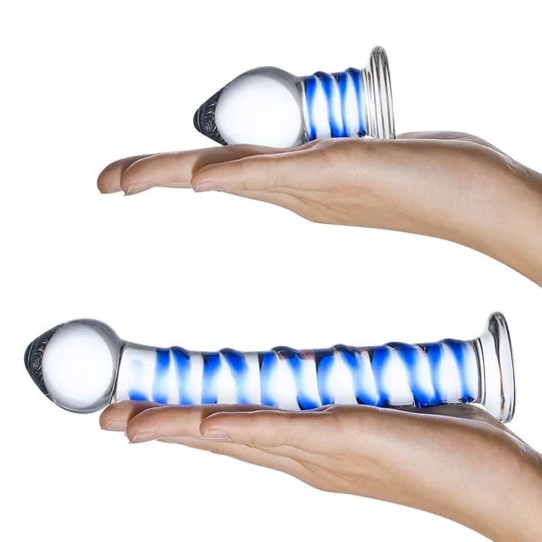 Glas Double Penetration Mr Swirly Glass Dildo and Butt Plug Set