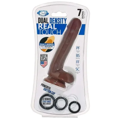 Cloud 9 Novelties Dual Density Real Touch 7 Inch With Balls Brown