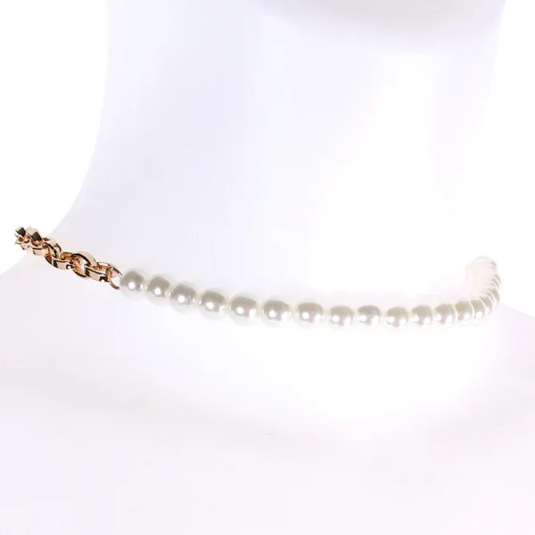 Sex & Mischief Pearl Day Collar By Sportsheets - White & Gold