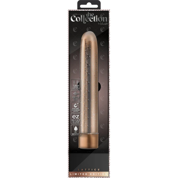 The Collection Lattice Limited Edition Rechargeable Waterproof Slimline Vibrator By Blush - Rose Gold