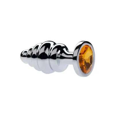 Kink Range Alloy Gemmed Butt Plug 3 2 Inch Yellow Medium