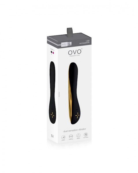OVO E4 Rechargeable Vibrator (Black and Gold)
