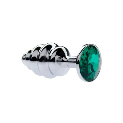 Kink Range Alloy Gemmed Butt Plug 2 9 Inch Green Small