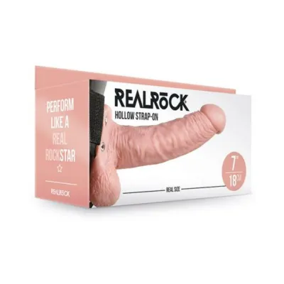 Realrock Hollow Strap on With Balls 7 In Vanilla