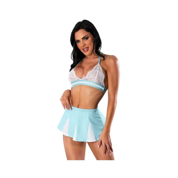 Club Wear: Magic Silk Dress Up Head Cheerleader Costume Blue L/xl
