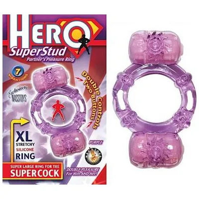 Hero Super Stud Partners Pleasure Ring XL Stretchy Silicone Ring Purple