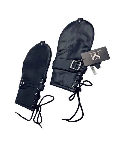 Bound X Calfskin Restraint Mittens - Black