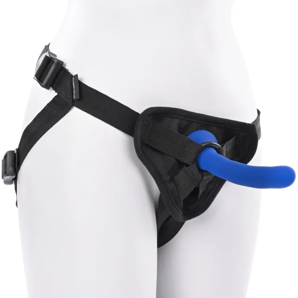 Please  5.25" Silicone Harness Compatible Dildo By Sportsheets - Blue
