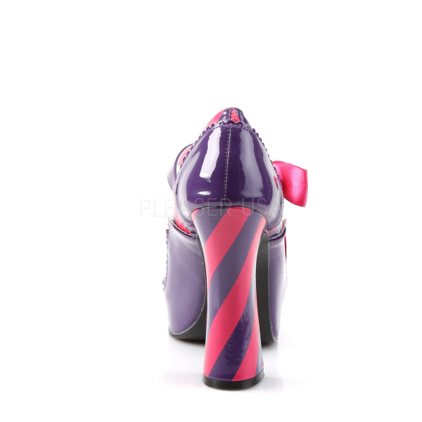 KITTY-32 - Purple and Hot Pink Striped Pat Chunky Heel Shoe — image 4 of 4