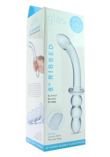 Glas 8" Ribbed G-Spot Glass Dildo