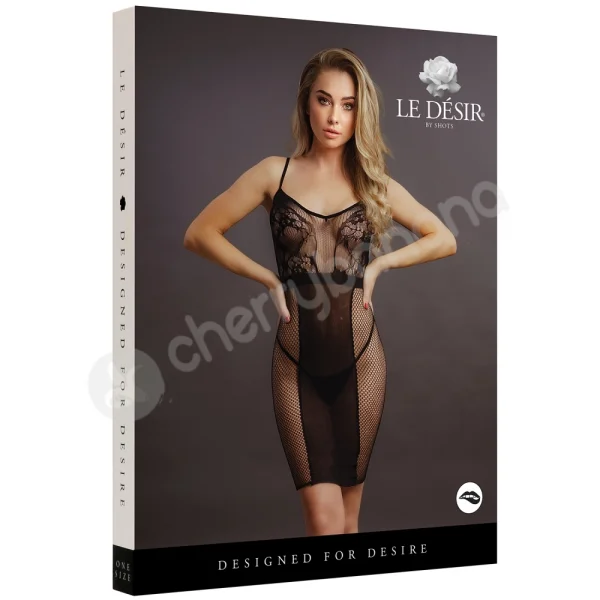 Le Desir Lace & Fishnet Dress
