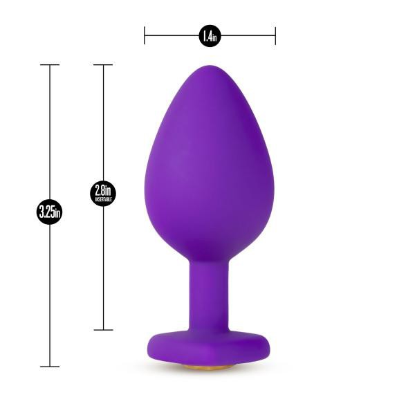 Blush Temptasia Bling Butt Plugs, Purple with Gold Gemstone - 3 Sizes