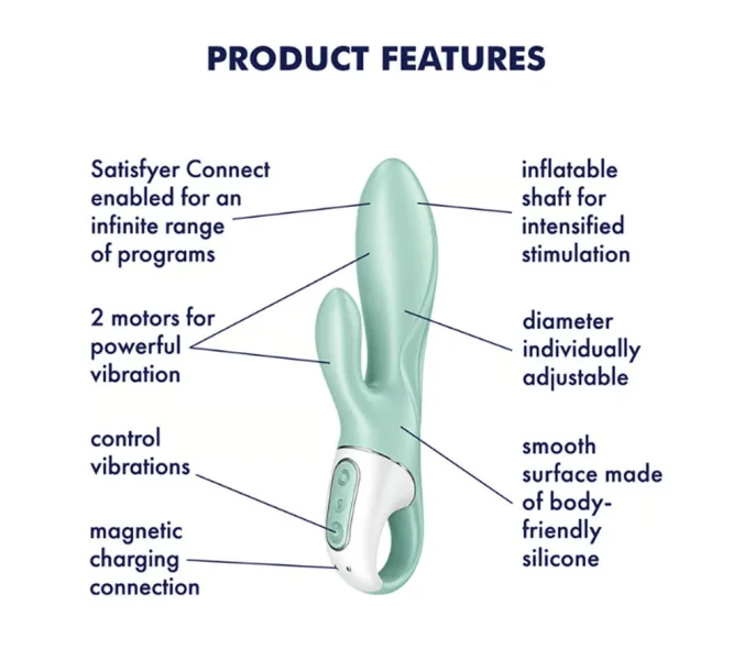 Satisfyer Air Pump Bunny 5 Plus Inflatable Rabbit  Vibrator - Mint