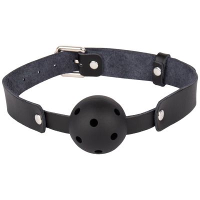 Bondara Luxe Erotica Black Leather Vented Ball Gag