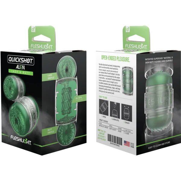 Fleshlight QUICKSHOT Alien Green Metallic Lady & Butt - Compact Masturbation Sleeve