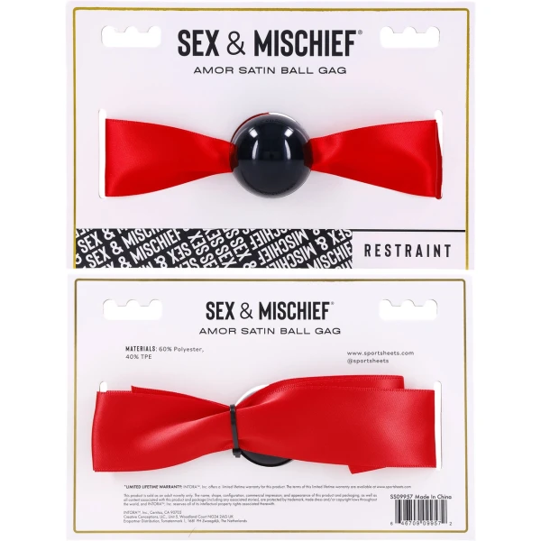 Sex & Mischief Amor Satin Ball Gag By Sportsheets