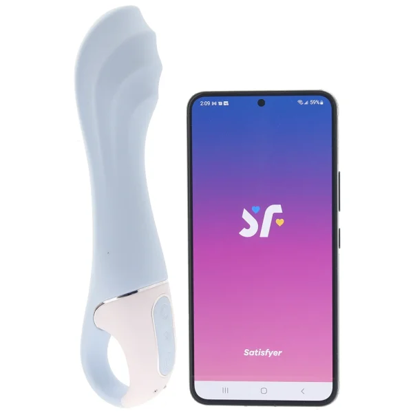 Satisfyer Air Pump Vibrator 5+ App Enabled Inflatable 12-Function G-Spot Vibrator - Blue