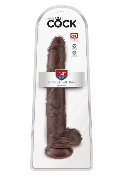 King Cock 14" Suction Cup Dildo With Balls - Vanilla