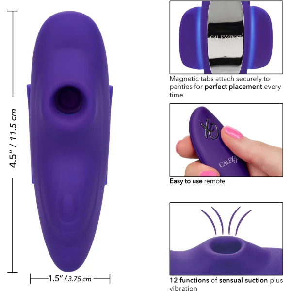 Lock-N-Play Remote Suction Rechargeable Silicone Panty Teaser With Remote By CalExotics - Purple