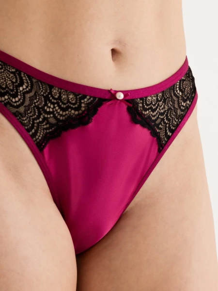 Lovehoney Satin Romance Black Open-Back Pearl Crotchless Panties