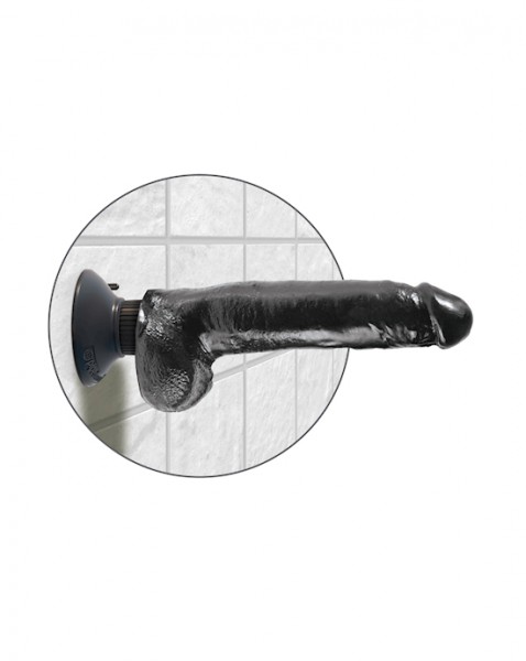 King Cock 9 Inch Vibrating Cock With Balls - Black - 9 Inch