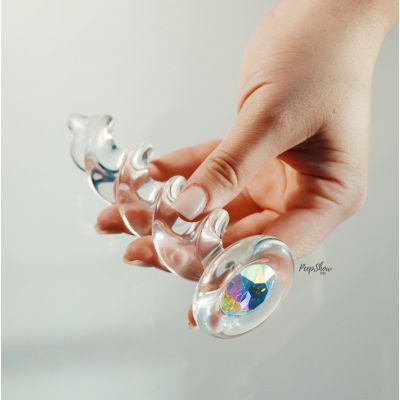 Crystal Delights Crystal Twist Glass Dildo with Swarovski Gem 2 Colors