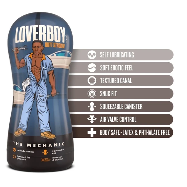 Anal Masturbators:  Loverboy The Mechanic Self-lubricating Anal Stroker Brown