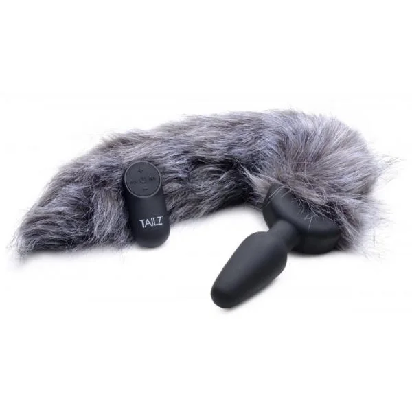Gray Remote Control Vibrating Fox Tail Anal Plug — image 4 of 8