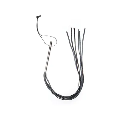 Triple X Leather Whip With Metal Handle Black One Size