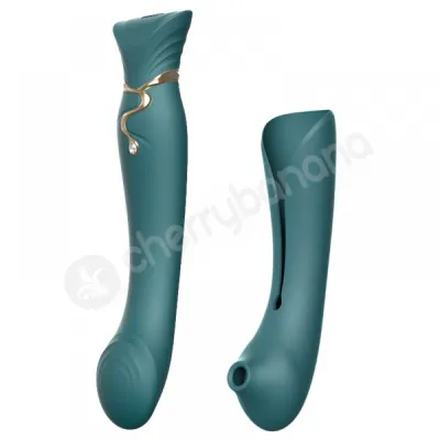 Zalo Queen Jewel Green G spot Pulse Wave Vibrator with Suction Sleeve