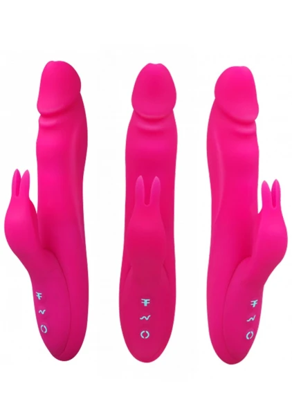 Booster Rabbit Rechargeable Silicone Rotating Dual-Stim Vibrator By FemmeFunn - Pink