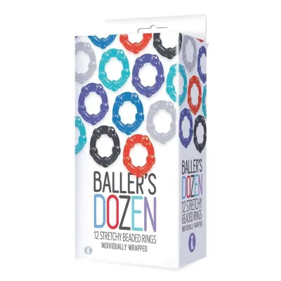 The 9 s Baller Dozen Beaded 12 Pc Cock Ring Set