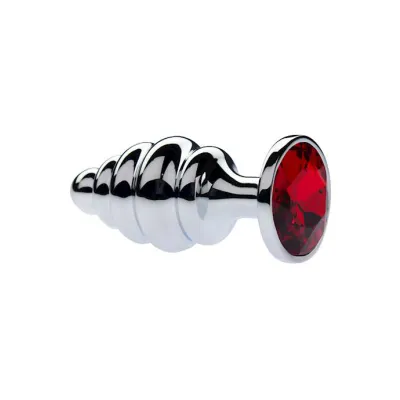 Kink Range Alloy Gemmed Butt Plug 3 7 Inch Red Large