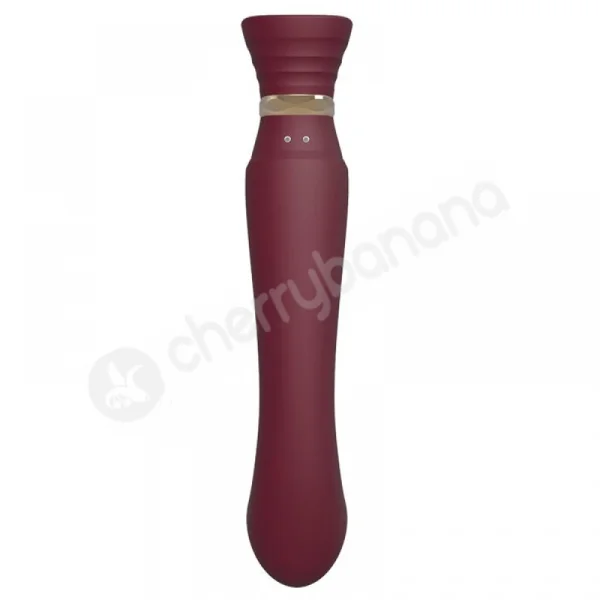 Zalo Queen Wine Red G-spot Pulse Wave Vibrator with Suction Sleeve