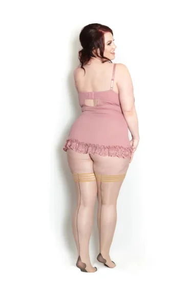 Kix'ies Ruby Nude Cuban Heel Thigh Highs