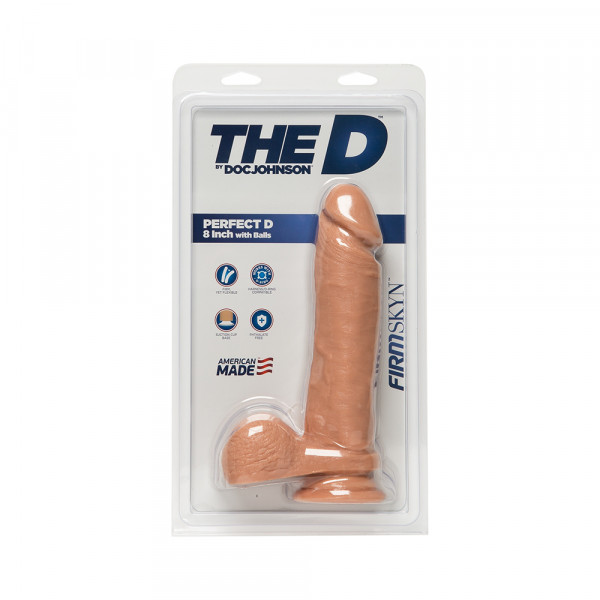 The D The Perfect D 8 inches Dildo with Balls Beige