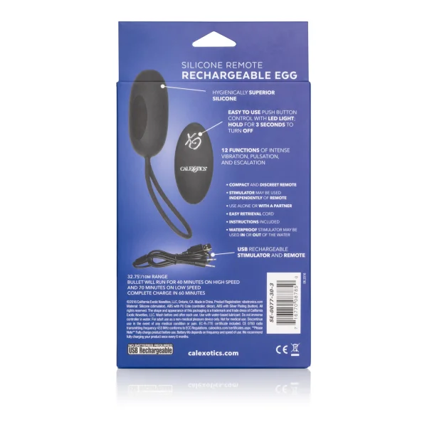 Silicone Remote Rechargeable Egg (Black)