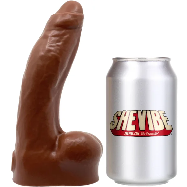 BIG Daddy Dakota Uncut Large 7.5" Platinum Silicone Realistic Dildo With Balls By Dee's Big Daddies - Chocolate