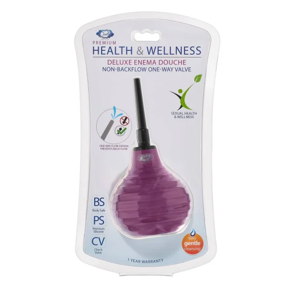Health and Wellness Deluxe Enema Douche Non- Backflow One-Way Valve -  7.9 Fl. Oz. - Plum