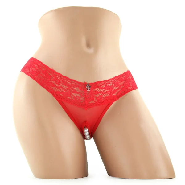 Hustler Clit Stim Thong Red with White M/L