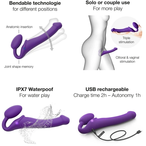 Strap-On-Me Vibrating Bendable Strap-On Dildo with Remote Control