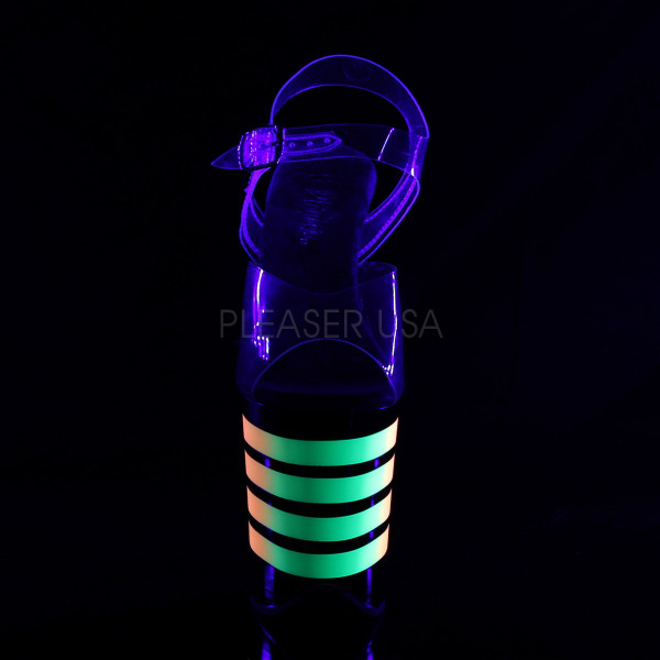 8 inches Heel, 4 inches PF Ankle Strap Sandal W/Neon UV Reactive Lines — image 6 of 8