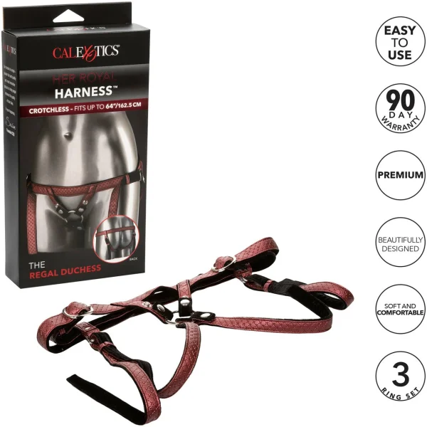 Her Royal Harness The Regal Duchess O-Ring Harness by CalExotics - Red