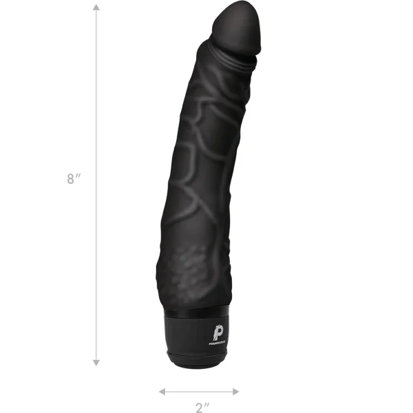Powercocks Realistic Silicone Waterproof Rechargeable 7" Vibrator - Black