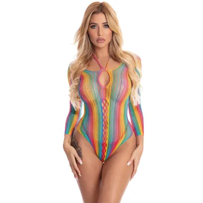 Pink Lipstick More Color Long Sleeve Bodysuit Sleeve Bodysuit One Size Rainbow