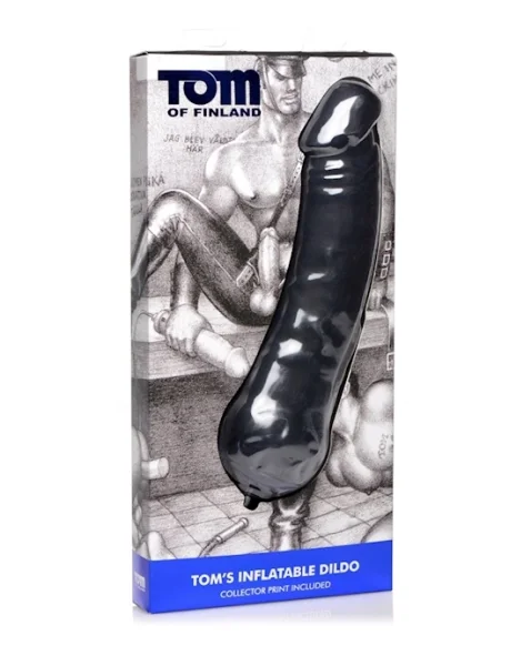 Tom Of Finland Tom's Inflatable Silicone Dildo - Black - 12.7 Inch