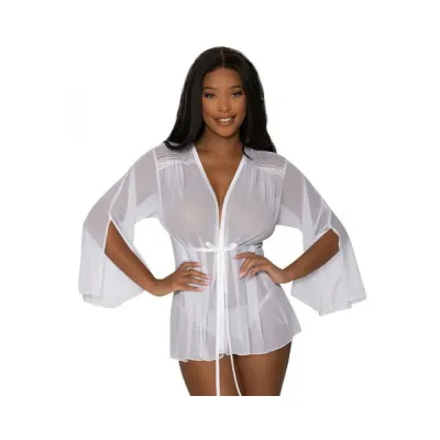 Magic Silk Modern Romance Short Robe White L xl